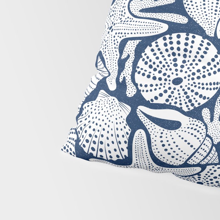 Ocean Floor Nautical Shells Navy Blue Pillow Sham Gallery Image 4