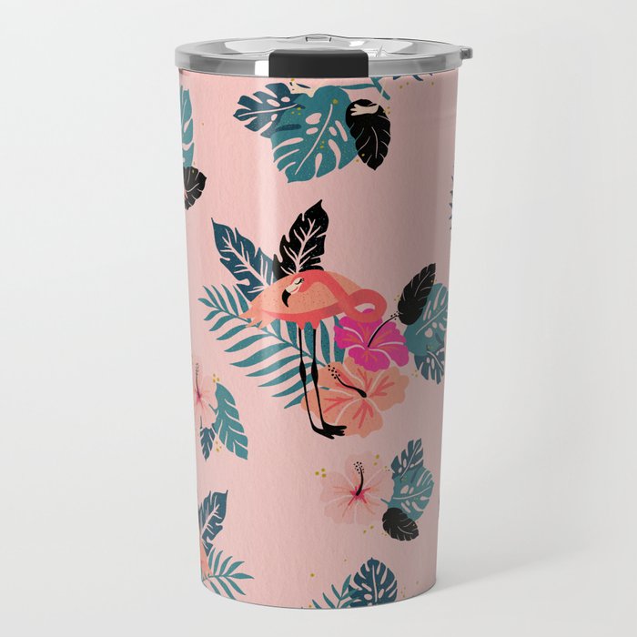 Tropical Flamingos - Pink Palette Travel Mug Gallery Image 1