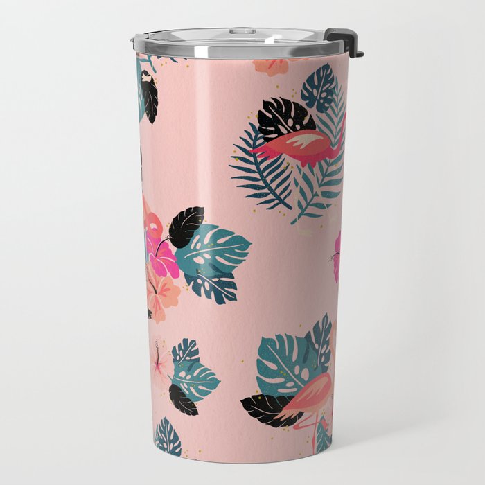 Tropical Flamingos - Pink Palette Travel Mug Gallery Image 2