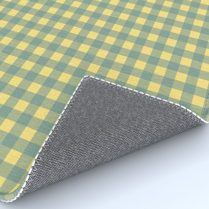 Gingham Check Pattern in Air Force Blue and Butter Yellow Rug Gallery Image 4