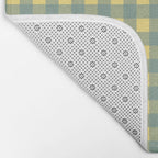 Gingham Check Pattern in Air Force Blue and Butter Yellow Bath Mat Gallery Image 2