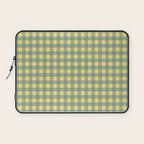 Gingham Check Pattern in Air Force Blue and Butter Yellow Laptop Sleeve Gallery Image 1