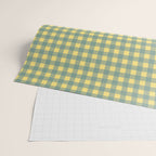 Gingham Check Pattern in Air Force Blue and Butter Yellow Wrapping Paper Gallery Image 2