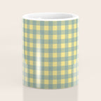 Gingham Check Pattern in Air Force Blue and Butter Yellow Coffee Mug Gallery Image 4