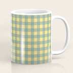 Gingham Check Pattern in Air Force Blue and Butter Yellow Coffee Mug Gallery Image 1