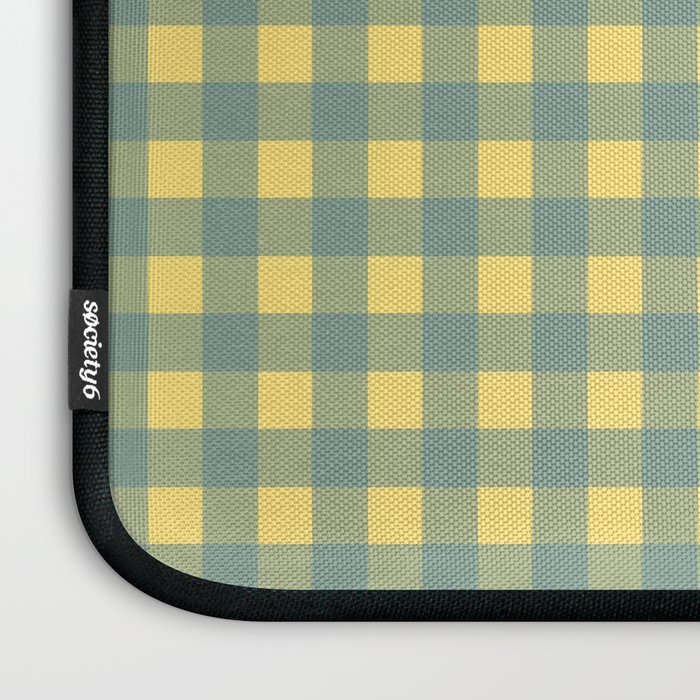 Gingham Check Pattern in Air Force Blue and Butter Yellow Laptop Sleeve Gallery Image 3