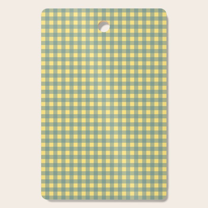 Gingham Check Pattern in Air Force Blue and Butter Yellow Cutting Board Gallery Image 1