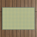 Gingham Check Pattern in Air Force Blue and Butter Yellow Outdoor Rug Gallery Image 1