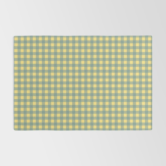 Gingham Check Pattern in Air Force Blue and Butter Yellow Rug Gallery Image 2