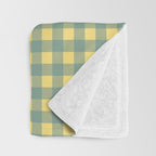 Gingham Check Pattern in Air Force Blue and Butter Yellow Throw Blanket Gallery Image 3