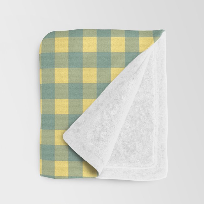 Gingham Check Pattern in Air Force Blue and Butter Yellow Throw Blanket Gallery Image 3