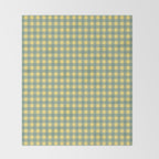 Gingham Check Pattern in Air Force Blue and Butter Yellow Throw Blanket Gallery Image 2