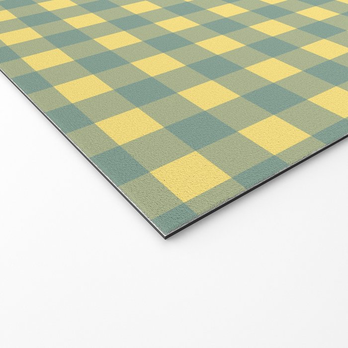 Gingham Check Pattern in Air Force Blue and Butter Yellow Welcome Mat Gallery Image 2