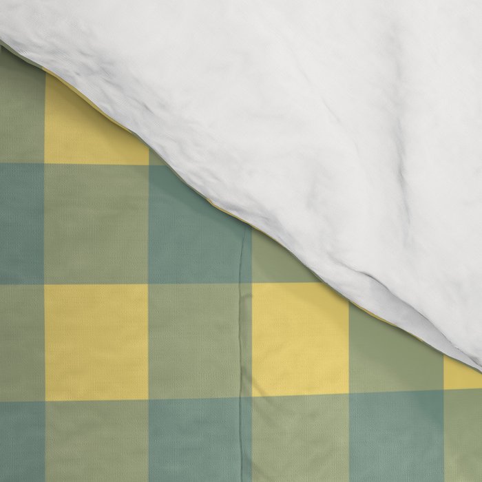 Gingham Check Pattern in Air Force Blue and Butter Yellow Comforter Gallery Image 4
