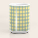 Gingham Check Pattern in Air Force Blue and Butter Yellow Coffee Mug Gallery Image 4