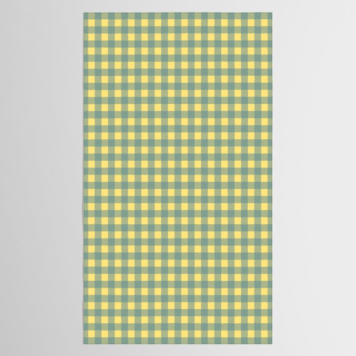 Gingham Check Pattern in Air Force Blue and Butter Yellow Tablecloth Gallery Image 2