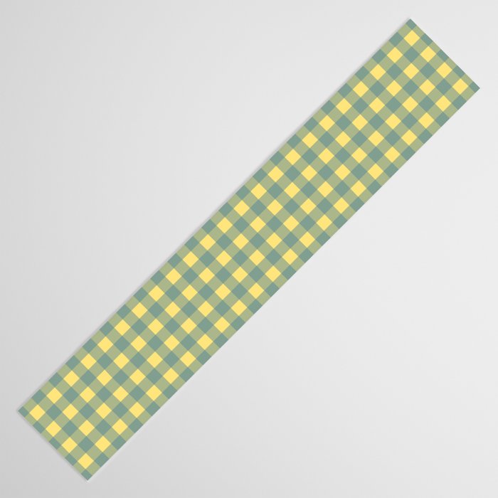 Gingham Check Pattern in Air Force Blue and Butter Yellow Table Runner Gallery Image 3