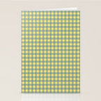 Gingham Check Pattern in Air Force Blue and Butter Yellow Stationery Card Gallery Image 2