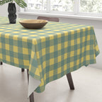 Gingham Check Pattern in Air Force Blue and Butter Yellow Tablecloth Gallery Image 3
