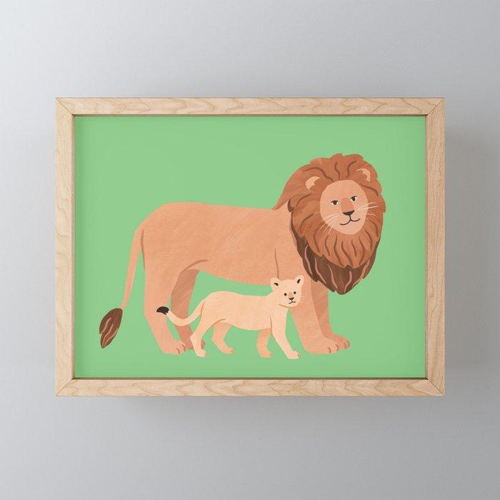 Father and Baby Lion Mini Art Print Gallery Image 1