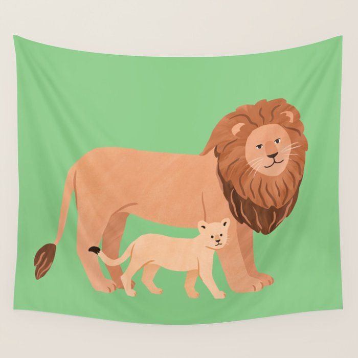 Father and Baby Lion Wall Tapestry Gallery Image 4