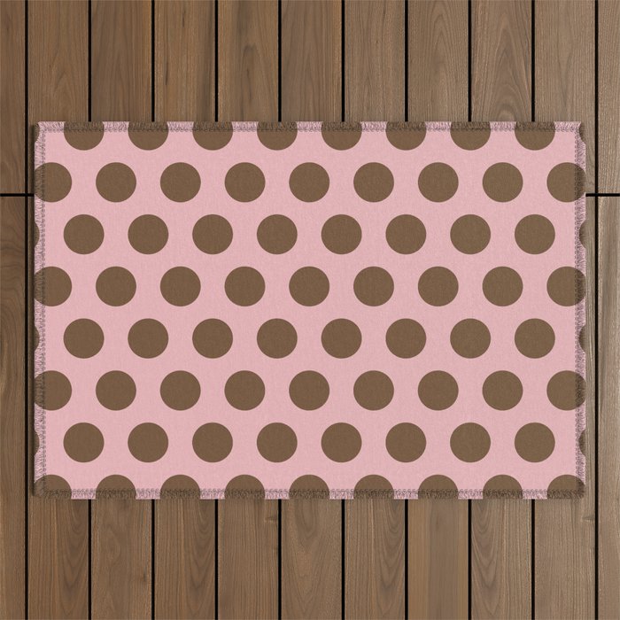 Pink and Brown Polka Dots 471 Kitch Outdoor Rug Gallery Image 1
