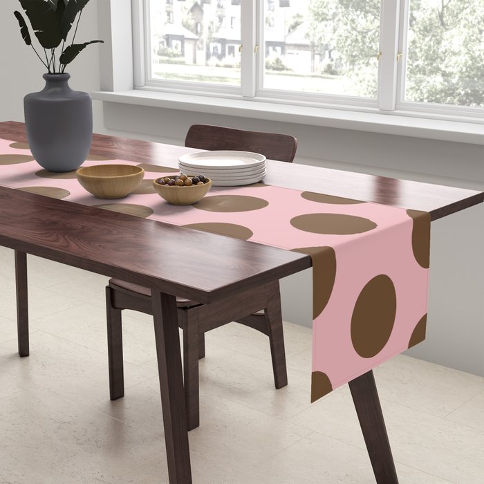 Pink and Brown Polka Dots 471 Kitch Table Runner Gallery Image 2