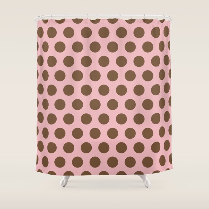 Pink and Brown Polka Dots 471 Kitch Shower Curtain Gallery Image 1