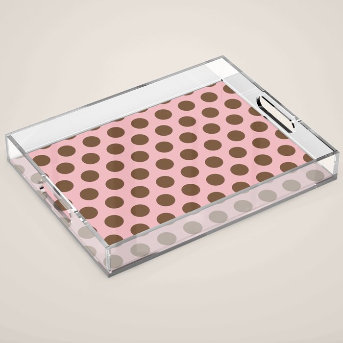 Pink and Brown Polka Dots 471 Kitch Acrylic Tray Gallery Image 1