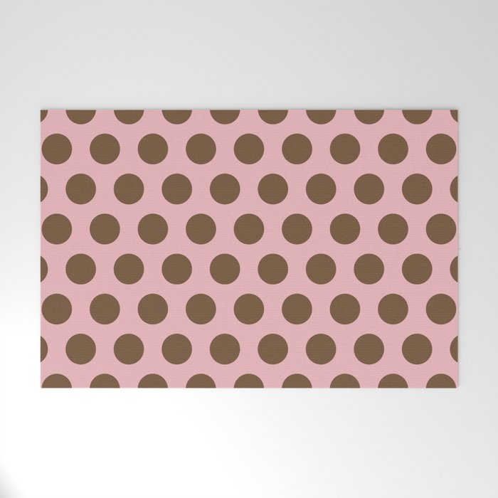 Pink and Brown Polka Dots 471 Kitch Welcome Mat Gallery Image 1