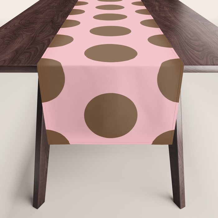 Pink and Brown Polka Dots 471 Kitch Table Runner Gallery Image 1