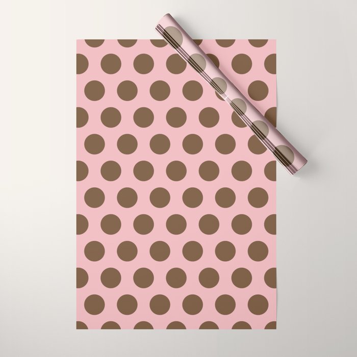 Pink and Brown Polka Dots 471 Kitch Wrapping Paper Gallery Image 1