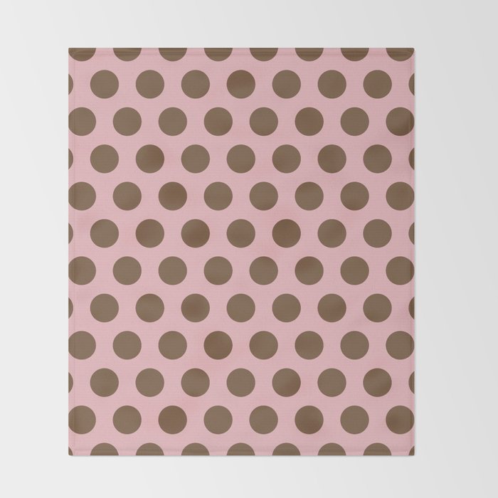 Pink and Brown Polka Dots 471 Kitch Throw Blanket Gallery Image 2