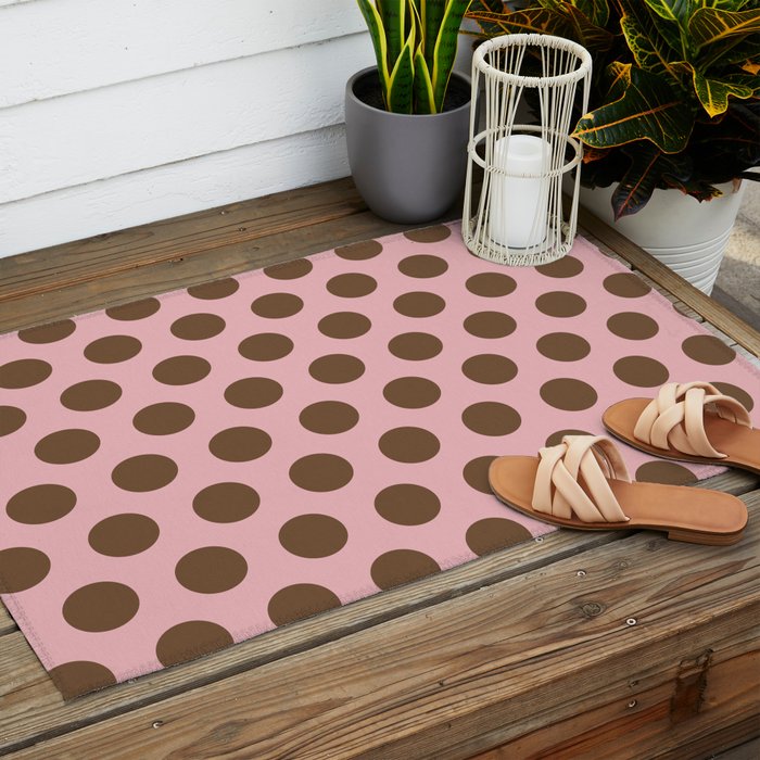 Pink and Brown Polka Dots 471 Kitch Outdoor Rug Gallery Image 2