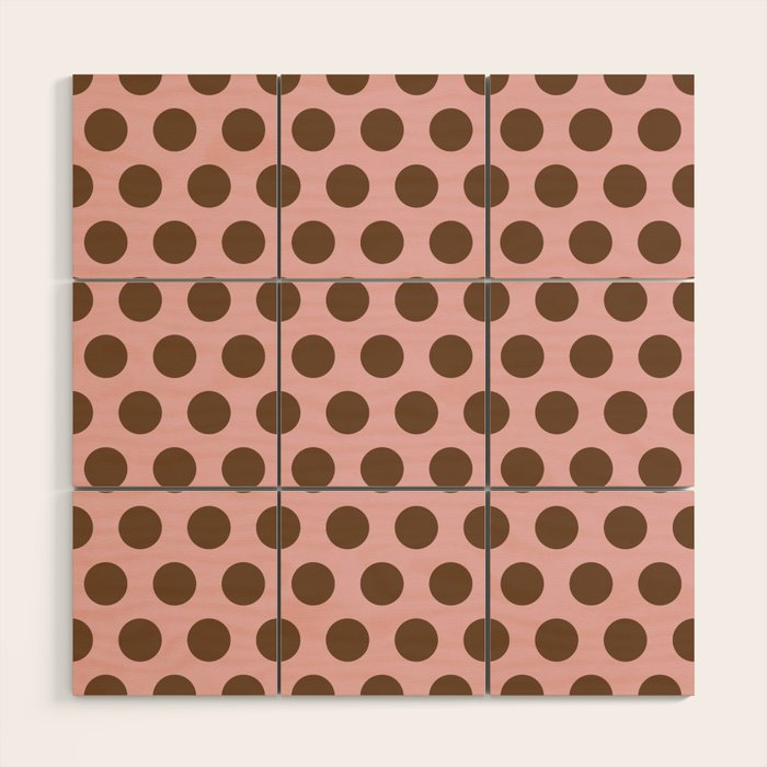 Pink and Brown Polka Dots 471 Kitch Wood Wall Art Gallery Image 1