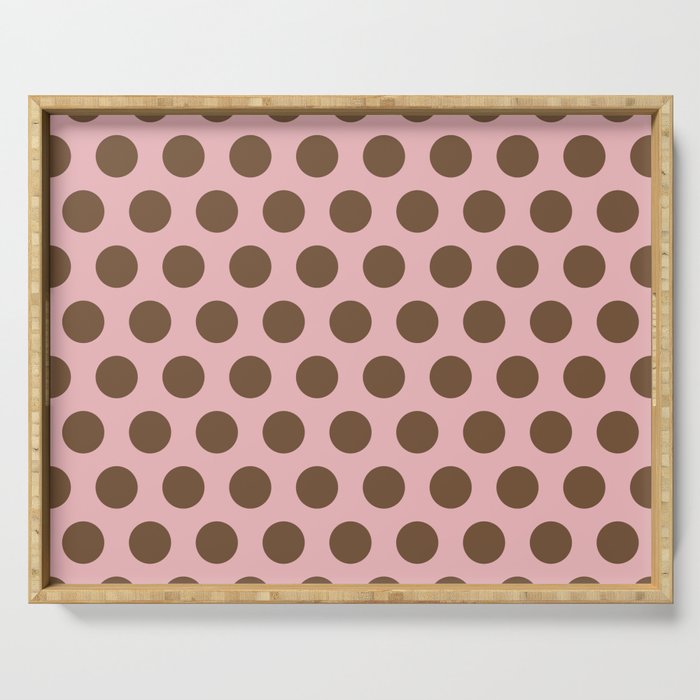 Pink and Brown Polka Dots 471 Kitch Serving Tray Gallery Image 1