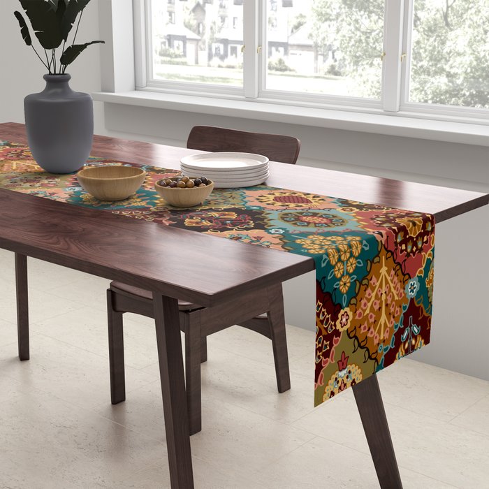 Oriental granny squares Table Runner Gallery Image 2