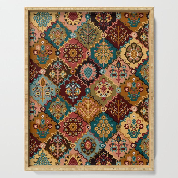 Oriental granny squares Serving Tray Gallery Image 1
