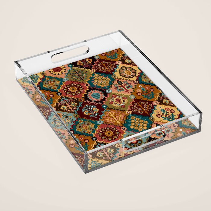Oriental granny squares Acrylic Tray Gallery Image 1