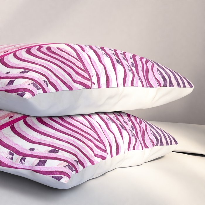 Large Scale Magenta Pink Modern Eclectic Playful Red Onion Slices in Watercolor Pillow Sham Gallery Image 3