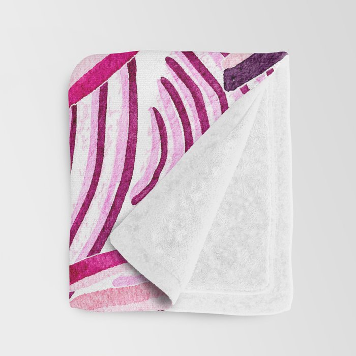 Large Scale Magenta Pink Modern Eclectic Playful Red Onion Slices in Watercolor Throw Blanket Gallery Image 3