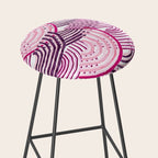 Large Scale Magenta Pink Modern Eclectic Playful Red Onion Slices in Watercolor Stool Gallery Image 2
