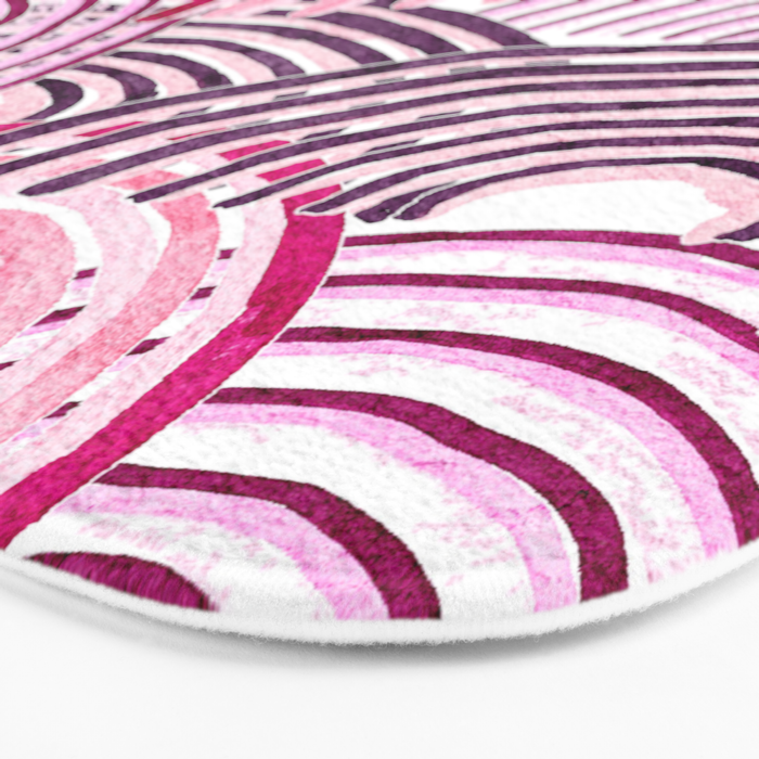Large Scale Magenta Pink Modern Eclectic Playful Red Onion Slices in Watercolor Bath Mat Gallery Image 3
