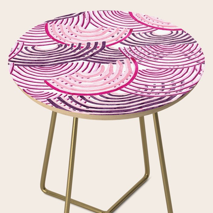 Large Scale Magenta Pink Modern Eclectic Playful Red Onion Slices in Watercolor Side Table Gallery Image 2