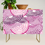Large Scale Magenta Pink Modern Eclectic Playful Red Onion Slices in Watercolor Credenza Gallery Image 1