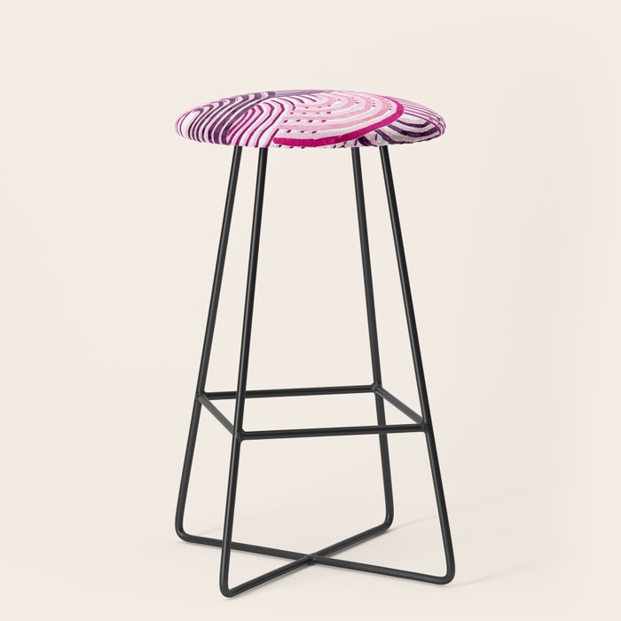 Large Scale Magenta Pink Modern Eclectic Playful Red Onion Slices in Watercolor Stool Gallery Image 1