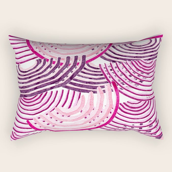 Large Scale Magenta Pink Modern Eclectic Playful Red Onion Slices in Watercolor Rectangular Pillow Gallery Image 1