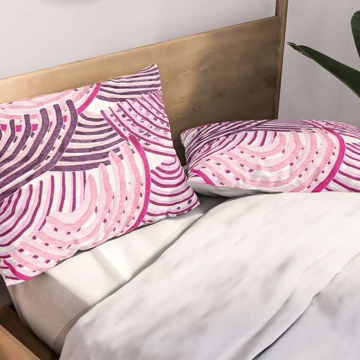 Large Scale Magenta Pink Modern Eclectic Playful Red Onion Slices in Watercolor Pillow Sham Gallery Image 2