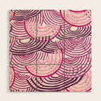 Large Scale Magenta Pink Modern Eclectic Playful Red Onion Slices in Watercolor Wood Wall Art Gallery Image 1