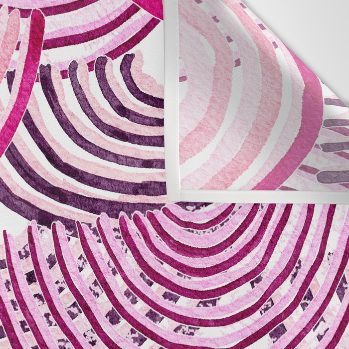 Large Scale Magenta Pink Modern Eclectic Playful Red Onion Slices in Watercolor Wall Tapestry Gallery Image 3